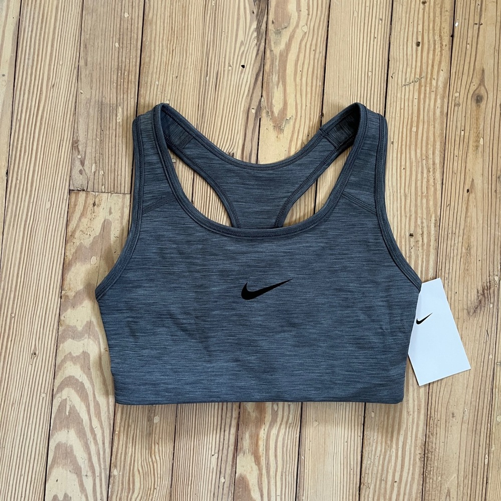 Nike Sports Bra Womens Small Gray Heathered Swoosh Racerback CJ5949-091